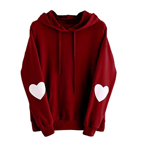 Switchali Sudaderas Mujer Invierno Abrigo Casual Sudadera Sudaderas Mujer Baratas con Capucha Sudaderas Mujer Tallas Grandes Ropa de Mujer en Oferta Moda Camiseta Blusa otoño 2017 (Vino, XXXX-Large)
