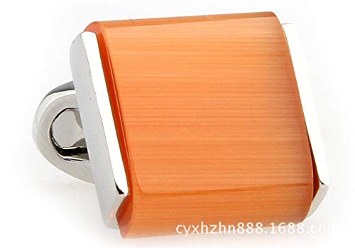 SWXCufflinks Ojo de Gato Gemelos Gemelos de ópalo Sencillos élite Camisas de Hombre y Mujer francesas puños Cuadrados, Naranja