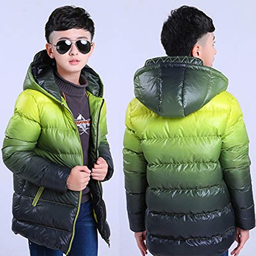 SXSHUN Niños Chaqueta Impermeable de Invierno Abrigo Acolchado de Algodón con Capucha para Chicos, Amarillo, 15-16 años (Etiqueta: 170cm)