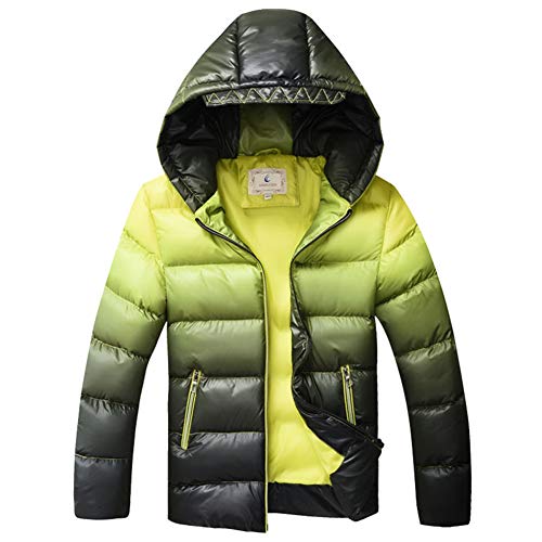 SXSHUN Niños Chaqueta Impermeable de Invierno Abrigo Acolchado de Algodón con Capucha para Chicos, Amarillo, 15-16 años (Etiqueta: 170cm)