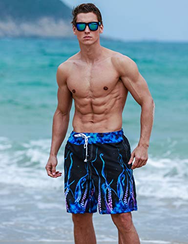 Sykooria Bañador para Hombre Impresión 54D de Cortos Secado Rápido Swim Shorts Ligero Baño Playa Shorts S-XXL
