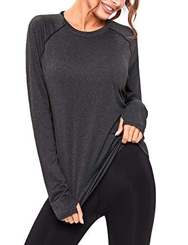 Sykooria Camiseta Deportiva Mujer de Manga Larga Sin Costuras Sudaderas Fitness Transpirable Suave Ropa Deportiva para Mujer Invierno