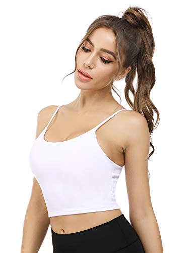 Sykooria Camisola Acolchada para Mujer Sujetador Deportivo sin Costuras Sujetador Deportivo sin Mangas Correa de Espagueti básica Camisetas sin Mangas para Dormir en Yoga