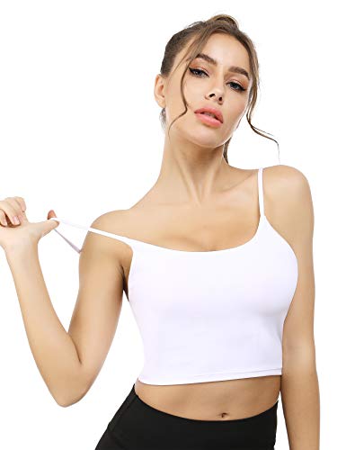 Sykooria Camisola Acolchada para Mujer Sujetador Deportivo sin Costuras Sujetador Deportivo sin Mangas Correa de Espagueti básica Camisetas sin Mangas para Dormir en Yoga