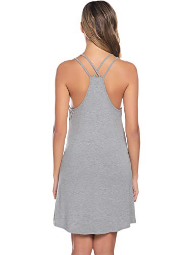 Sykooria Camisones Algodón Mujer Sexy Tirantes Camisón Pijamas de Dormir Ligero y Suave Casual Vestidos Verano Largos sin Mangas