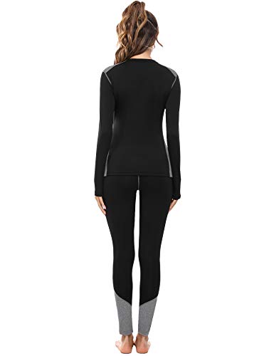 Sykooria Conjuntos Térmicos para Mujer Ropa Interior Deporte Térmica de Invierno Camiseta Manga Larga y Leggins Esquí Correr Fitness Ciclismo