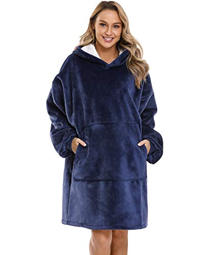 Sykooria Manta Sudadera Gigante con Capucha Pullover de Franela Calentita Manta de TV de Doble Capa Súper Suave y Cálida para Mujeres Hombres Adolescentes