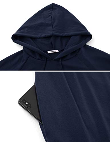 Sykooria Sudadera Larga con Capucha para Mujer Vestido Deportiva de Algodón con Bolsillos Jersey de Casual de Otoño Invierno de Color Sólido