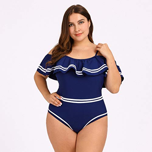 Sylar Bañadores De Mujer Tallas Grandes con Volantes Traje De Baño Dos Piezas Estampado De Pluma con Volantes Bikini Mujer Talla Grande Traje De Baño Vestido Verano