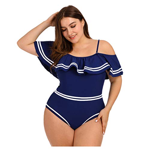 Sylar Bañadores De Mujer Tallas Grandes con Volantes Traje De Baño Dos Piezas Estampado De Pluma con Volantes Bikini Mujer Talla Grande Traje De Baño Vestido Verano