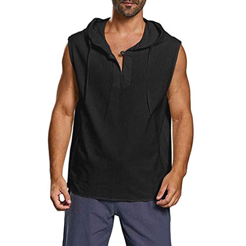 Sylar Camisetas Sin Mangas Hombre Camisetas Hombre Tirantes Chaleco con Capucha Camisetas Hombre Verano Color Sólido Moda Camisetas Top Deportivas Hombre Camisas De Algodón Y Lino