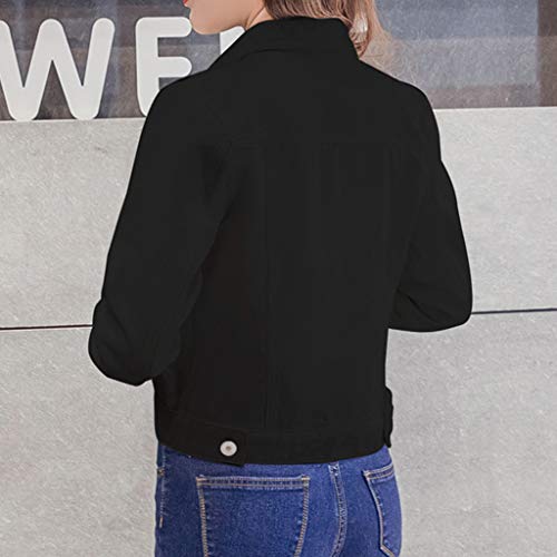 Sylar Chaqueta Corta Mujer Chaqueta Vaquera Rotos Otoño Invierno Talla Grande Chaqueta Moto Mujer Chaquetas De Mujer Color Sólido Manga Larga Clásico Blusa Chaqueta De Mezclilla para Mujer