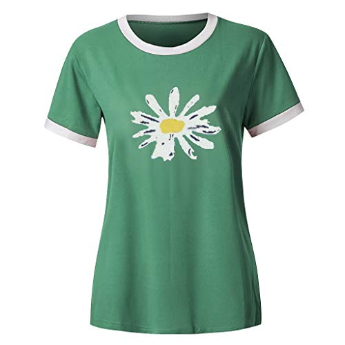 Sylar Mujer Impresión de Margarita Camisetas Manga Corta Verano Moda Blusa Básico Cuello Redondo T-Shirt Verano Tops