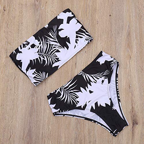 Sylar Mujeres Sexy Bandeau Bikini Conjunto de Bikini Talle Alto Push-up con Relleno para Mujer Traje de Baño Mujer Dos Piezas Floral Estampadotraje de Baño Dividido de Playa Bañadores S