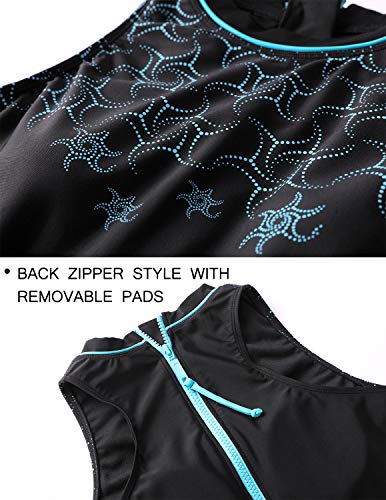 SYROKAN Bañador de Una Pieza Cuello Alto Deportivo con Pecho para Mujer Multicolor #2 42