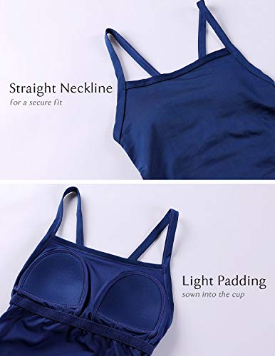 SYROKAN - Bañador Deportivo Traje de Baño Atlético de Una Pieza para Mujer Azul Marino 36 Inch