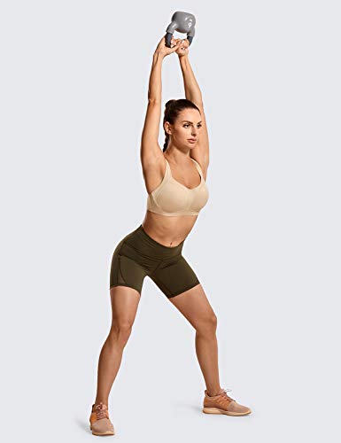SYROKAN Mujer Sujetador Deportivo Ujetador Sujeción Alta Talla Grande Beige 100D
