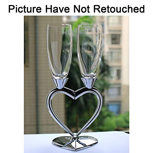 Sziqiqi Un Par De Copas De Champaña Copa del Vino Tinto Copa Copas como Regalo De Boda En Forma De Corazón, Plata