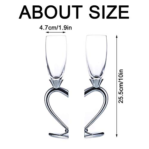 Sziqiqi Un Par De Copas De Champaña Copa del Vino Tinto Copa Copas como Regalo De Boda En Forma De Corazón, Plata