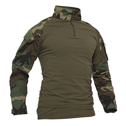TACVASEN - Camiseta de manga larga con bolsillos para hombre, estilo militar, camuflaje, Otoño-Invierno, Camuflaje, Manga Larga, Hombre, color Camo Del Arbolado, tamaño XXL