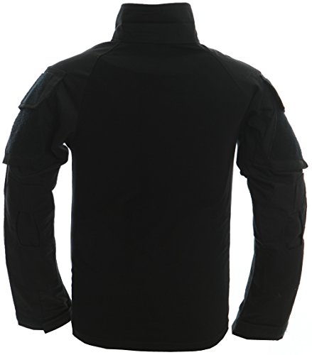 TACVASEN Militar Ejército Hombres Manga Larga Táctico Lucha Camisetas para al Aire Libre Excursionismo Cámping Caza Pescar Alpinismo para Caminar Negro