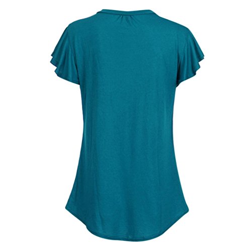 Tamaño Grande Blusa Mujer, Covermason Camiseta sin Mangas Irregular, Volante de Manga Corta para Mujer(50,Azul Oscuro)