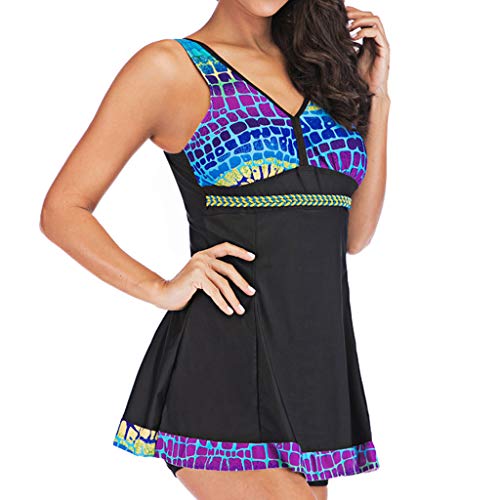 Tankinis Mujer 2019 SHOBDW Bikini Push Up Traje de Baño Mujer Dos Piezas Gradiente Bañadores de Mujer Tallas Grandes Braguitas Tangas Culotes Pantalones Cortos Traje de Baño Vestido(Negro,5XL)