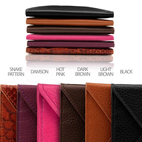 Tarjetero de Cuero Genuino Otto Angelino para Tarjetas de Crédito y Cartera de Viaje de sobre para Viajes con Cierre Magnético - Tarjetero para Tarjetas de créditos con múltiples Ranuras