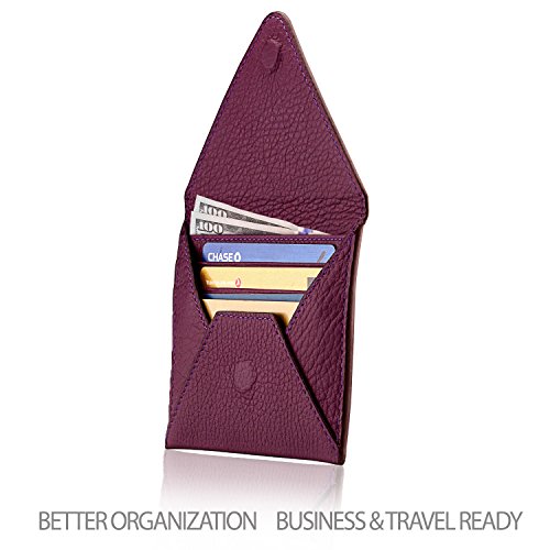 Tarjetero de Cuero Genuino Otto Angelino para Tarjetas de Crédito y Cartera de Viaje de sobre para Viajes con Cierre Magnético - Tarjetero para Tarjetas de créditos con múltiples Ranuras