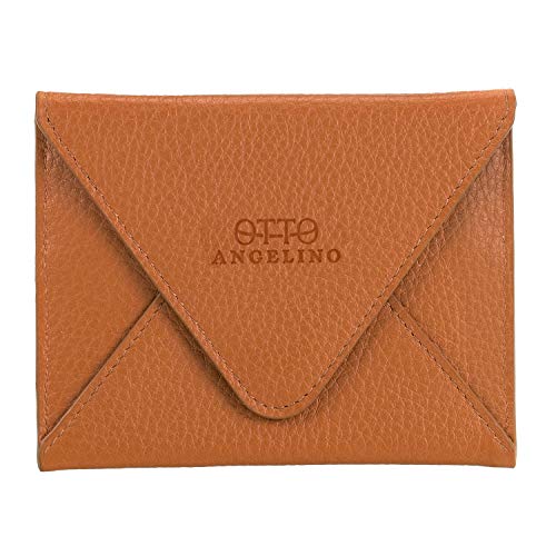 Tarjetero de Cuero Genuino Otto Angelino para Tarjetas de Crédito y Cartera de Viaje de sobre para Viajes con Cierre Magnético - Tarjetero para Tarjetas de créditos con múltiples Ranuras