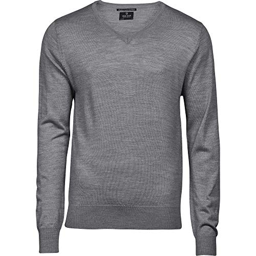Tee Jays - Jersey de Cuello Mezcla Merino para Chico Hombre (XL) (Gris Claro)