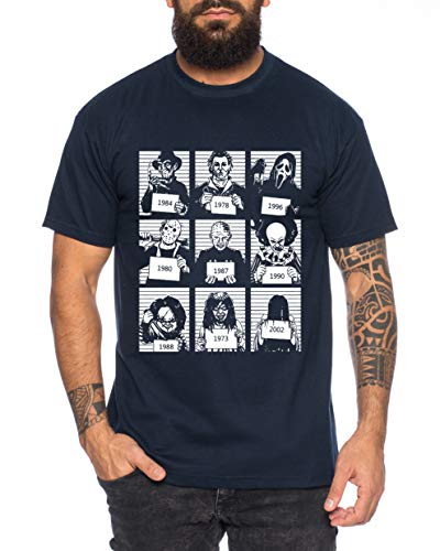 Tee Kiki Prison - Camiseta de Hombre Halloween Michael Horror Myers Pennywise Man 13 Jason Voorhees Nightmare, Farbe2:Azul Oscuro, Größe2:Large