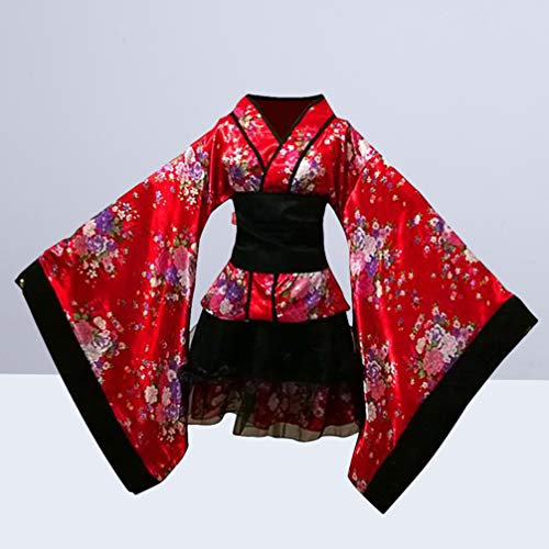 TENDYCOCO Kimono para Mujer japonés Yukata Sakura patrón Bata Cosplay Traje -XL (Rojo)