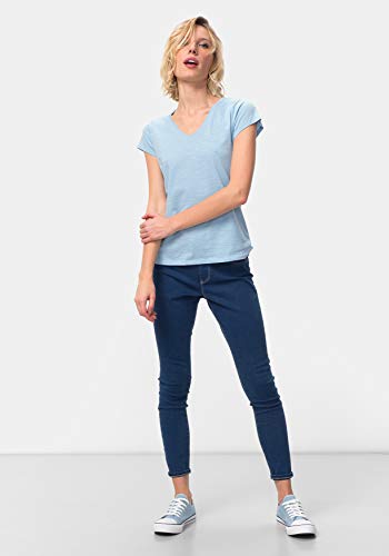 TEX - Camiseta Manga Corta Lisa para Mujer, Celeste, XL
