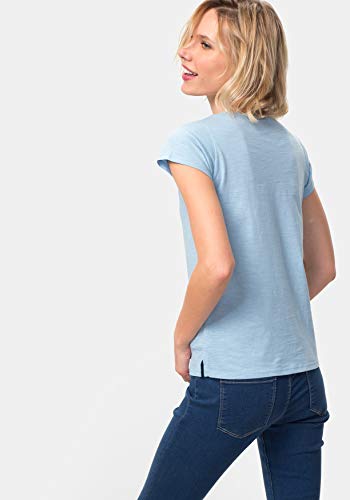 TEX - Camiseta Manga Corta Lisa para Mujer, Celeste, XL