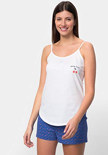 TEX - Pijama 2 Piezas para Mujer, Blanco Neutro, XL