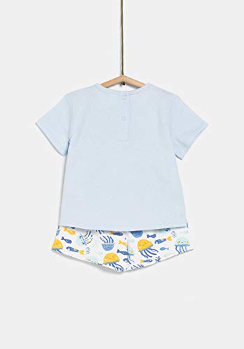 TEX - Pijama de 2 Piezas Manga Corta Unisex de Bebé, Azul Neutral, 36 Meses