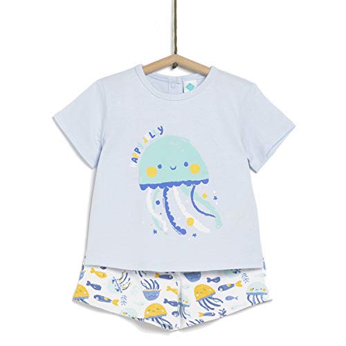 TEX - Pijama de 2 Piezas Manga Corta Unisex de Bebé, Azul Neutral, 36 Meses
