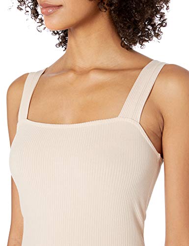 The Drop Amelia Vestido Midi Bodycon de Escote Cuadrado y Tirantes para Mujer, Rosa Empolvado, S