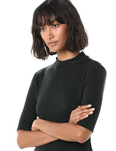 The Drop Karen Minivestido bodycon de manga corta y cuello cerrado, Negro, L