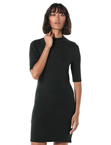 The Drop Karen Minivestido bodycon de manga corta y cuello cerrado, Negro, L