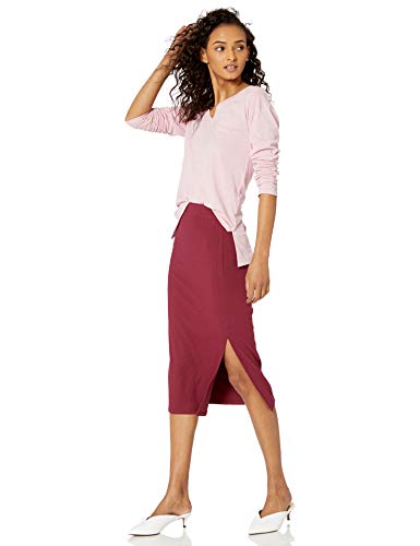 The Drop Marie Camiseta de manga larga de corte holgado con cuello de pico, rosa palo, XS