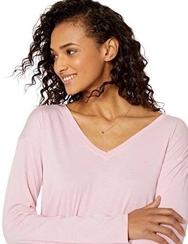 The Drop Marie Camiseta de manga larga de corte holgado con cuello de pico, rosa palo, XS