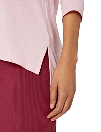 The Drop Marie Camiseta de manga larga de corte holgado con cuello de pico, rosa palo, XS