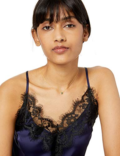 The Drop Natalie Camisola de tirantes con encaje y cuello de pico para Mujer, Azul, XS