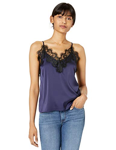 The Drop Natalie Camisola de tirantes con encaje y cuello de pico para Mujer, Azul, XS