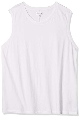 The Drop Nicole Camiseta sin mangas de estilo gimnasio de cuello redondo Mujer, Blanco, XS