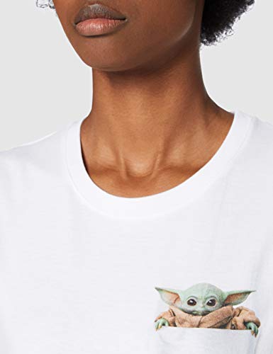 THE MANDALORIAN t-Shirt Camiseta, Blanco, M para Mujer