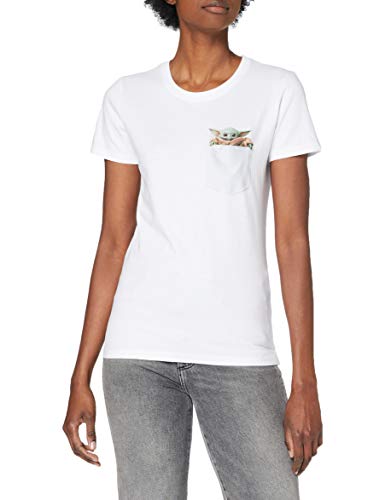 THE MANDALORIAN t-Shirt Camiseta, Blanco, M para Mujer