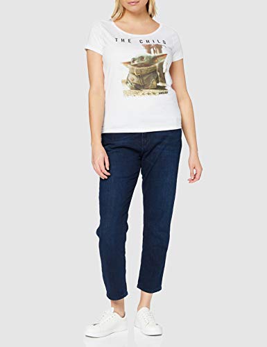 THE MANDALORIAN t-Shirt Camiseta, Blanco, S para Mujer